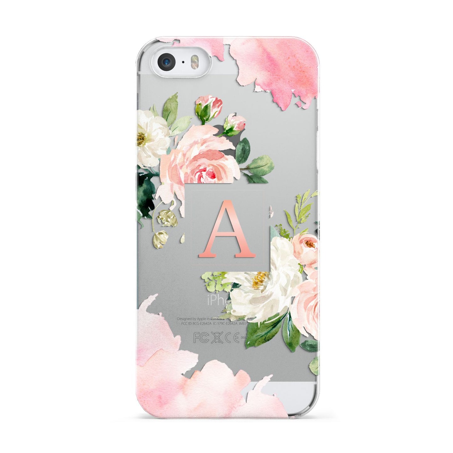 Pink Monogram Floral Roses Personalised Apple iPhone 5 Case