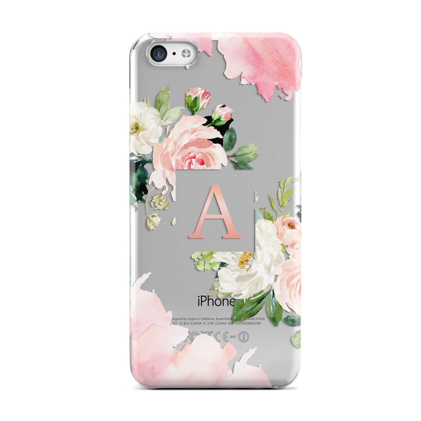 Pink Monogram Floral Roses Personalised Apple iPhone 5c Case