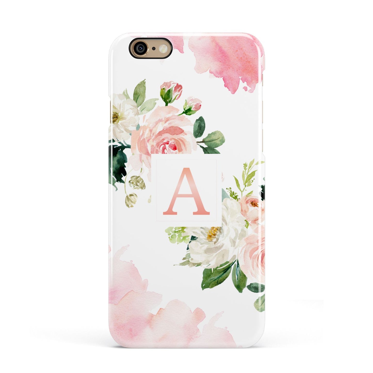 Pink Monogram Floral Roses Personalised Apple iPhone 6 3D Snap Case