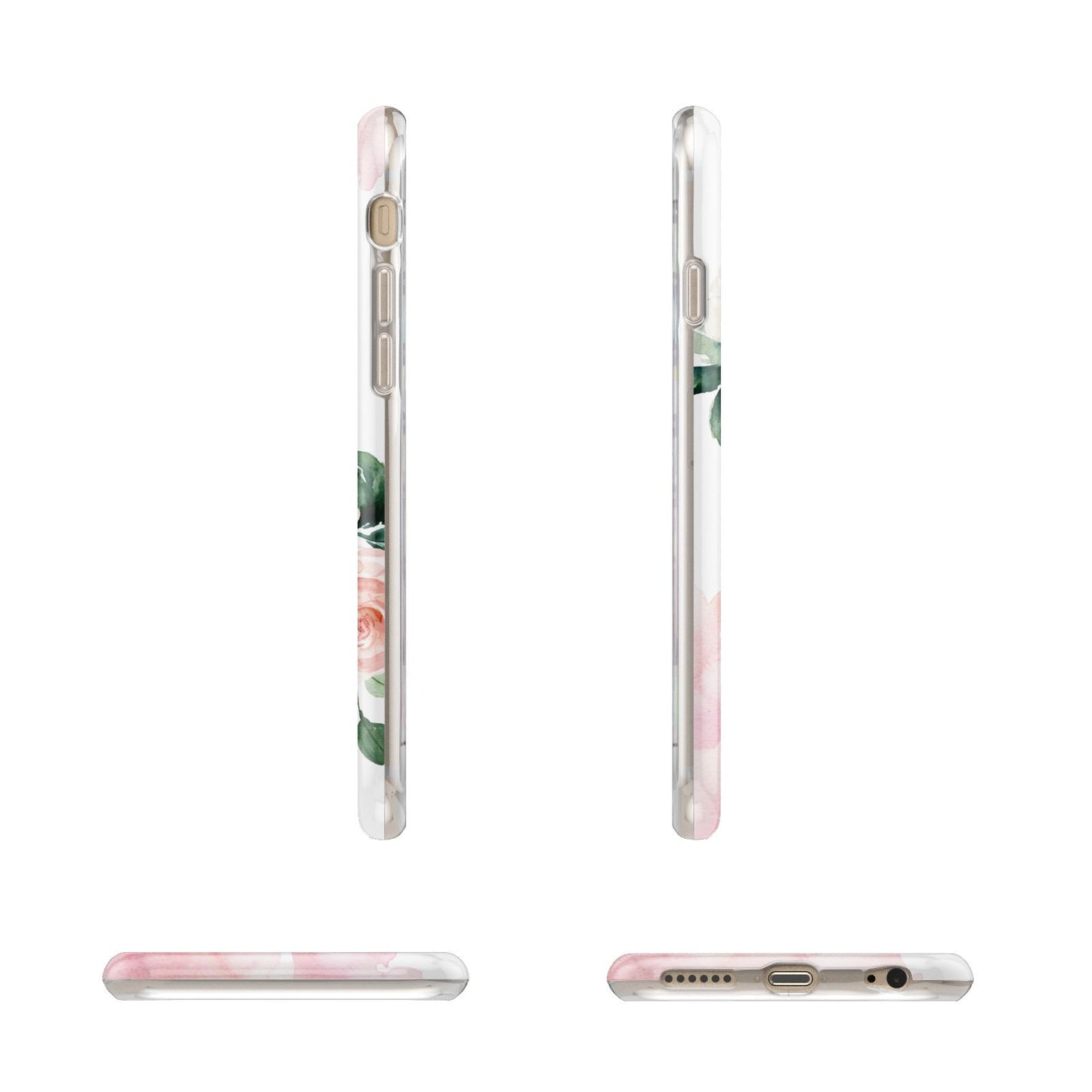 Pink Monogram Floral Roses Personalised Apple iPhone 6 3D Wrap Tough Case Alternative Image Angles