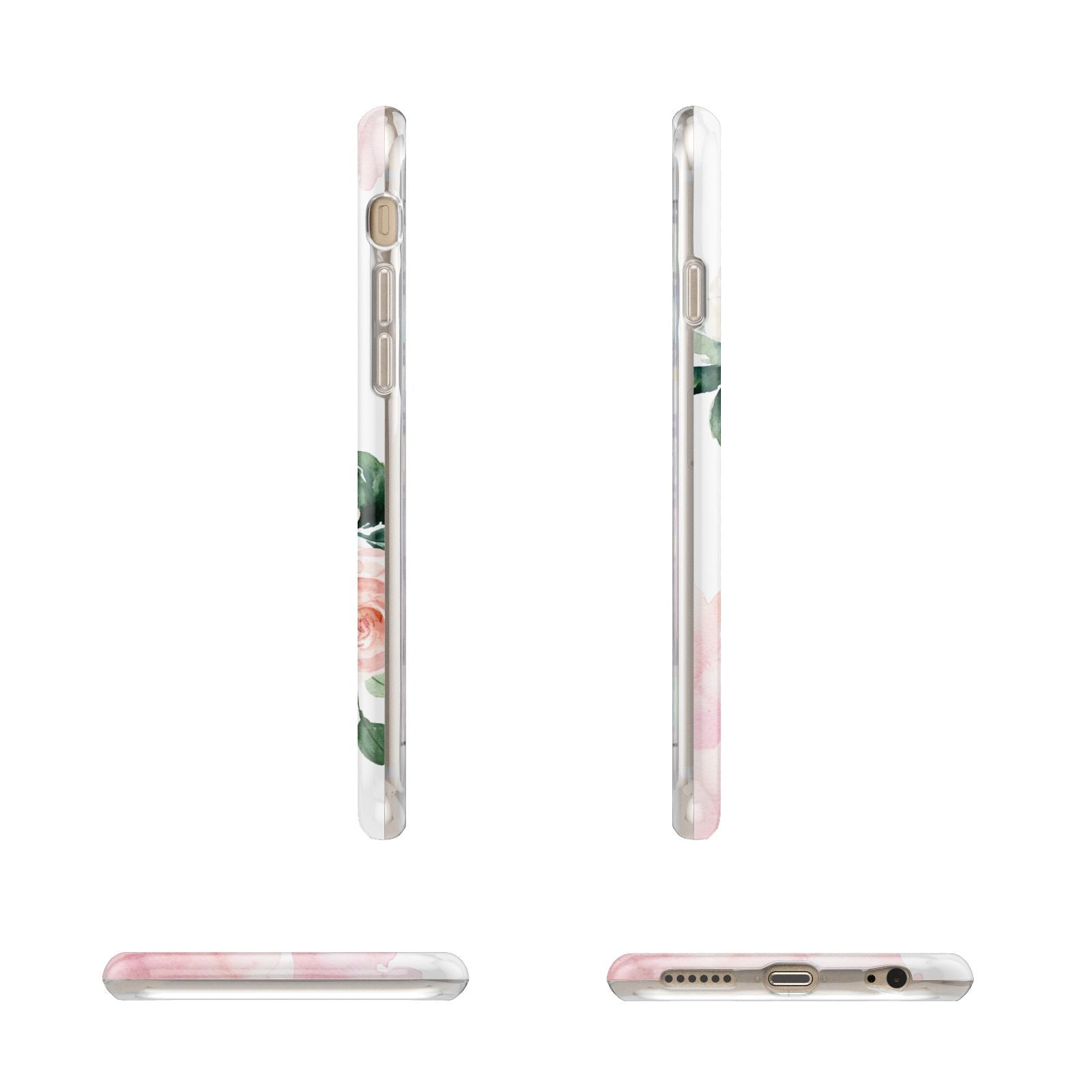 Pink Monogram Floral Roses Personalised Apple iPhone 6 3D Wrap Tough Case Alternative Image Angles