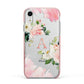 Pink Monogram Floral Roses Personalised Apple iPhone XR Impact Case Pink Edge on Silver Phone