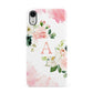 Pink Monogram Floral Roses Personalised Apple iPhone XR White 3D Snap Case
