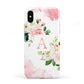 Pink Monogram Floral Roses Personalised Apple iPhone XS 3D Tough