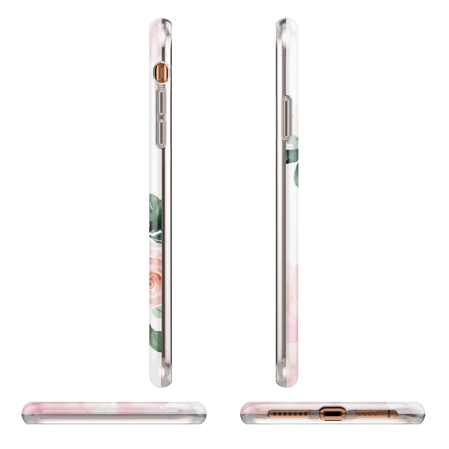 Pink Monogram Floral Roses Personalised Apple iPhone XS Max 3D Wrap Tough Case Alternative Image Angles