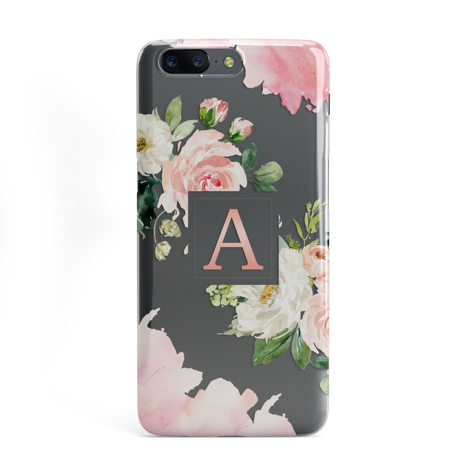Pink Monogram Floral Roses Personalised OnePlus Case