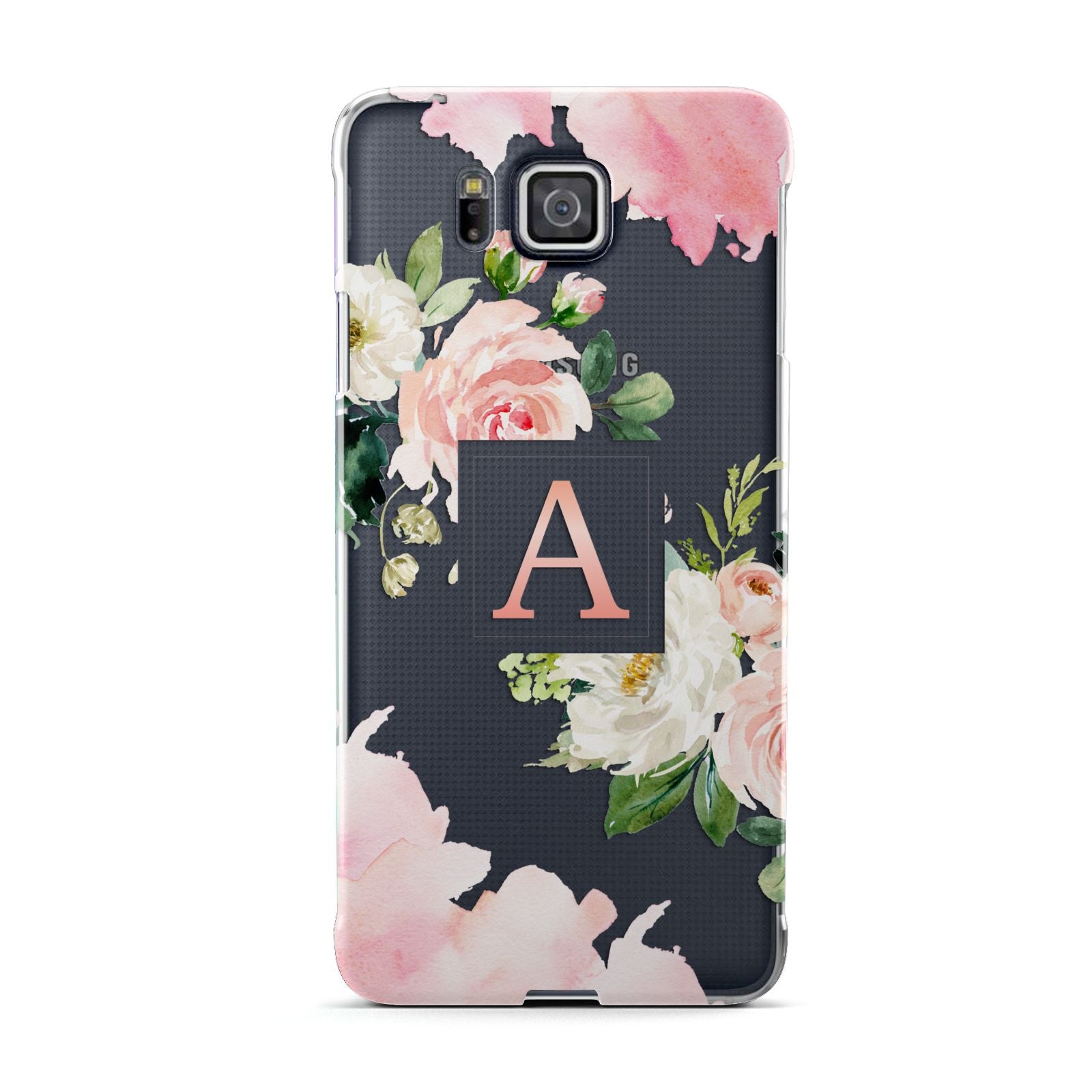 Pink Monogram Floral Roses Personalised Samsung Galaxy Alpha Case