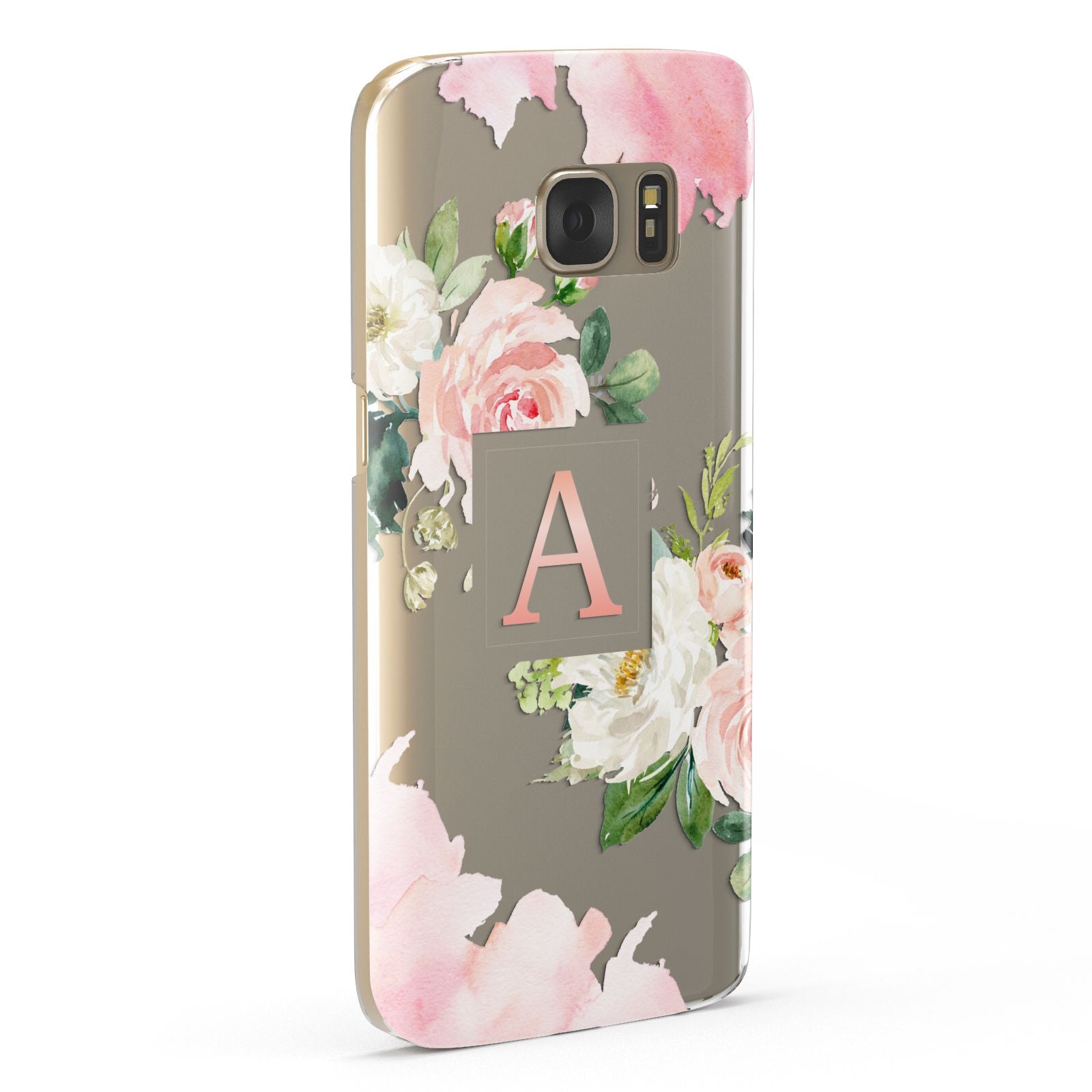 Pink Monogram Floral Roses Personalised Samsung Galaxy Case Fourty Five Degrees