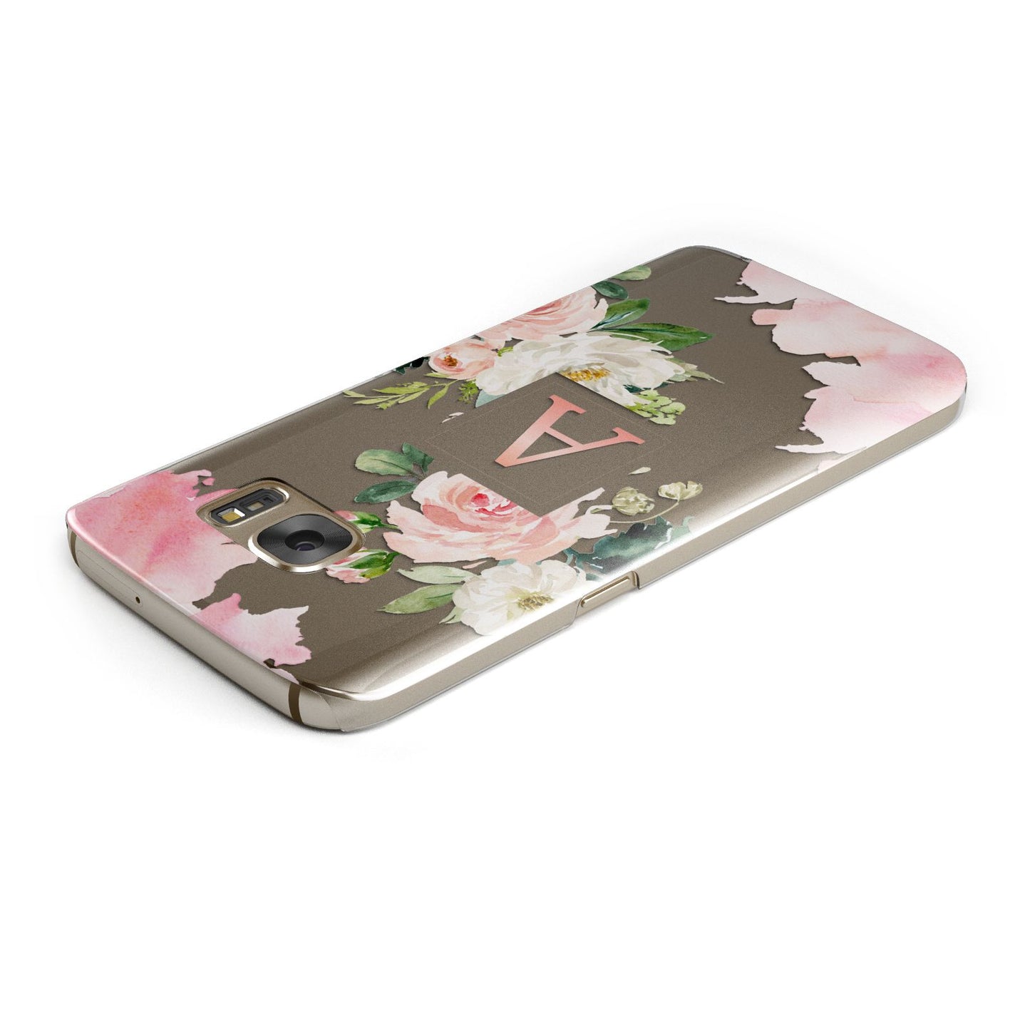 Pink Monogram Floral Roses Personalised Samsung Galaxy Case Top Cutout