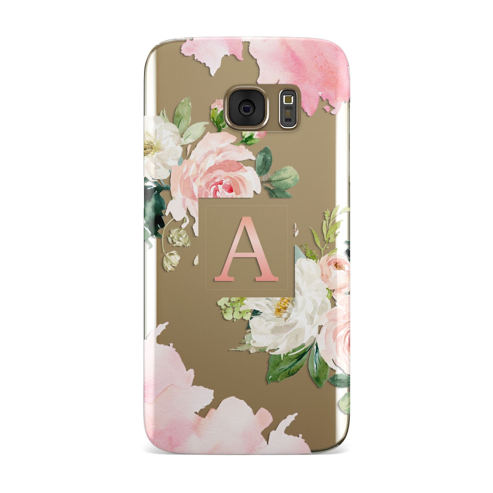 Pink Monogram Floral Roses Personalised Samsung Galaxy Case