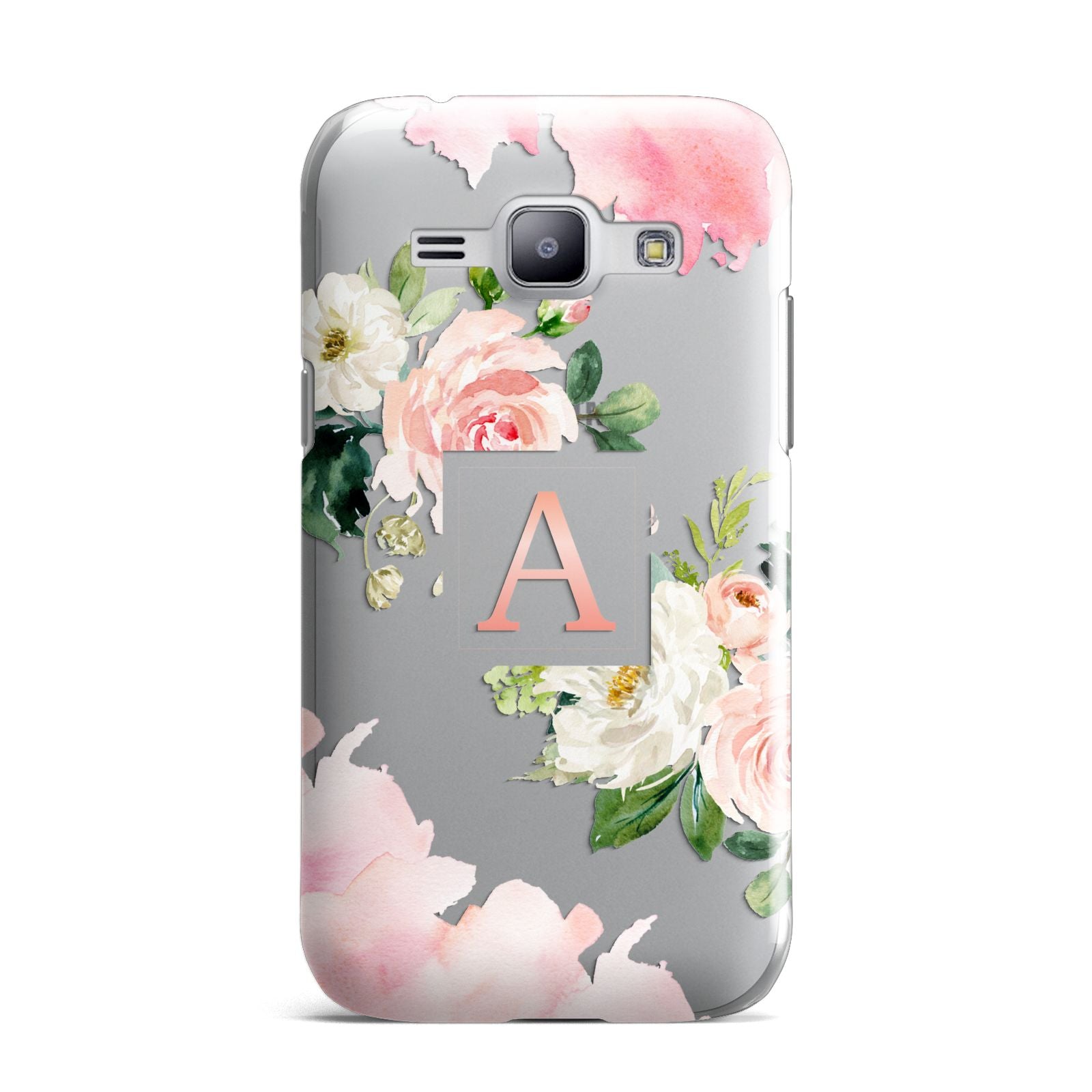 Pink Monogram Floral Roses Personalised Samsung Galaxy J1 2015 Case