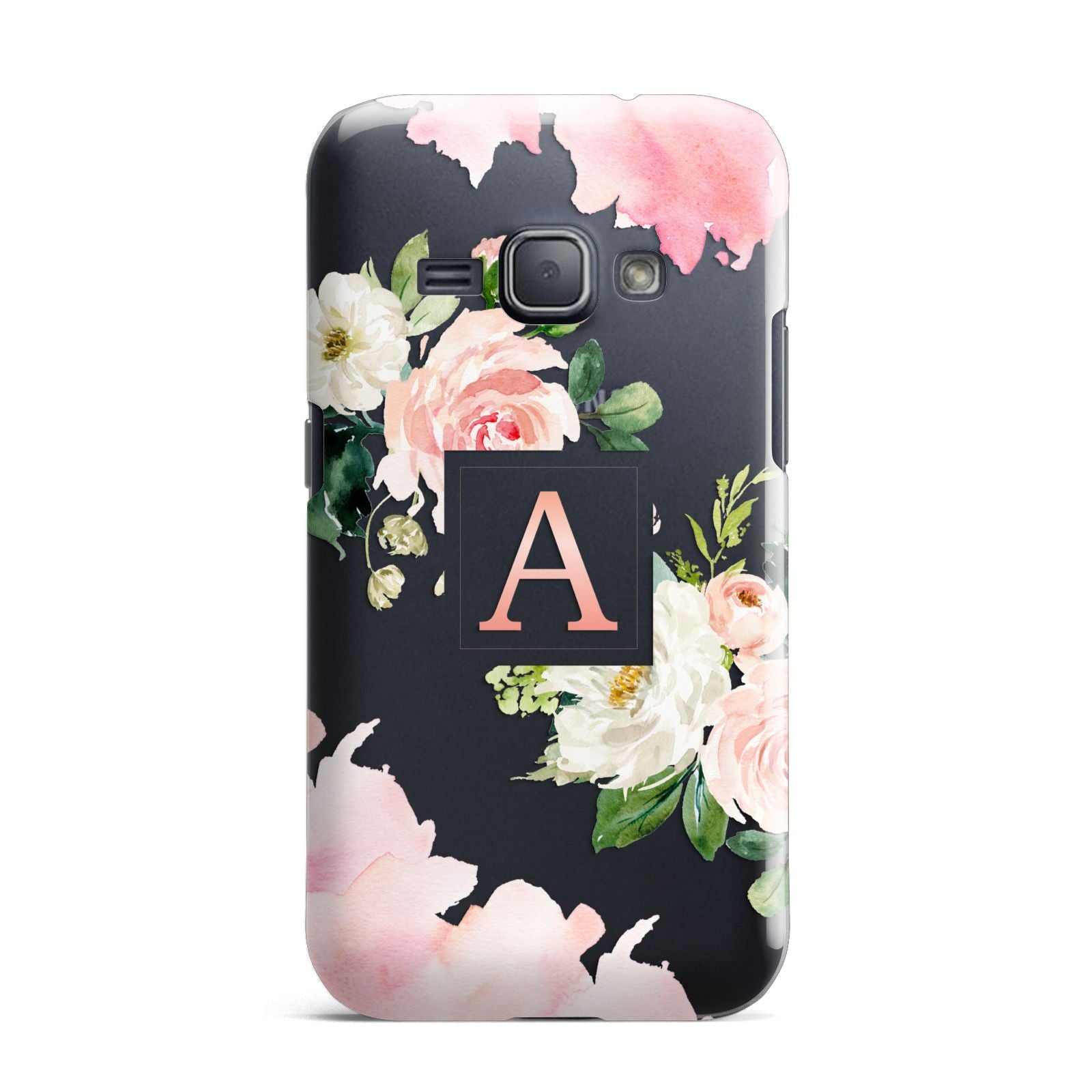 Pink Monogram Floral Roses Personalised Samsung Galaxy J1 2016 Case