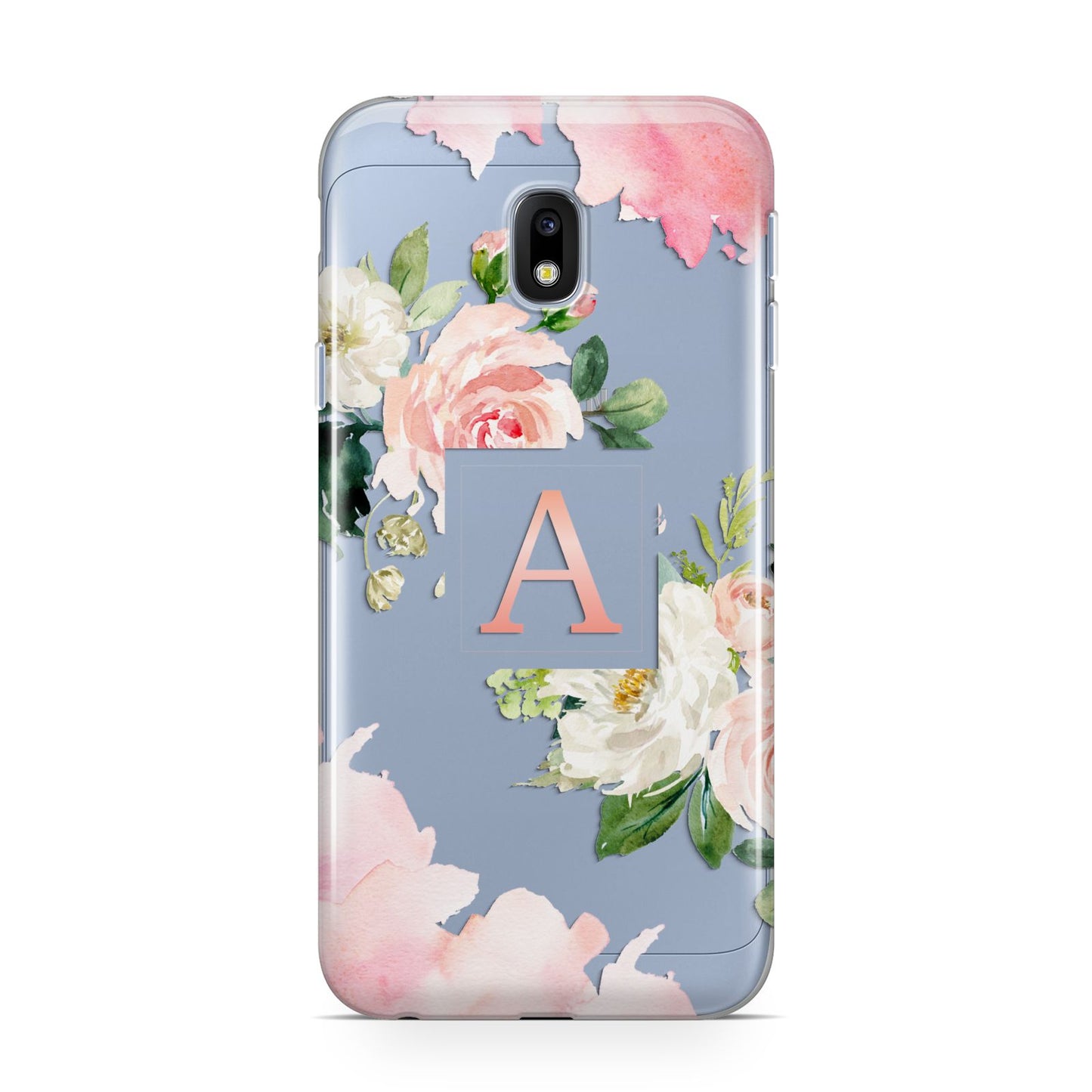 Pink Monogram Floral Roses Personalised Samsung Galaxy J3 2017 Case
