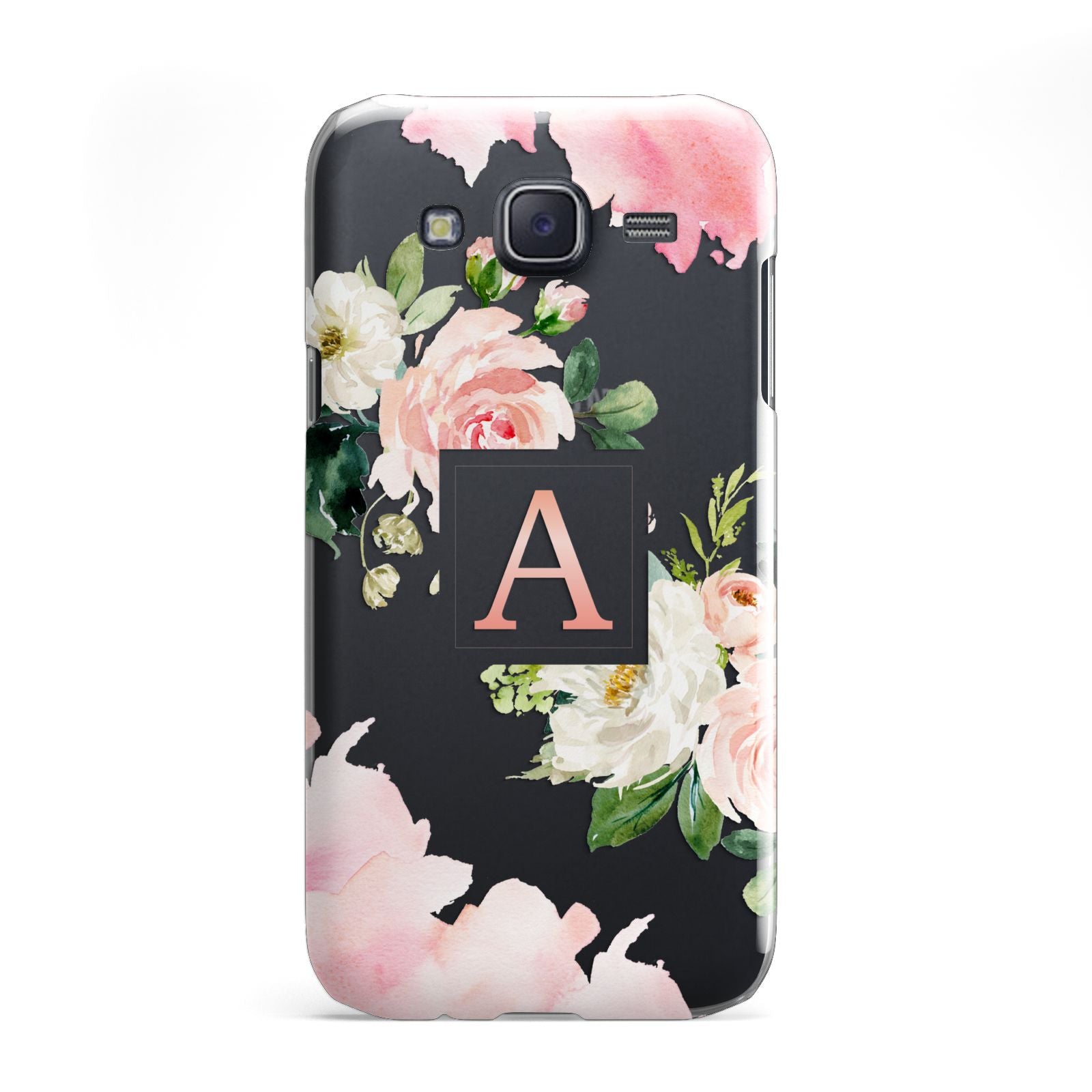 Pink Monogram Floral Roses Personalised Samsung Galaxy J5 Case
