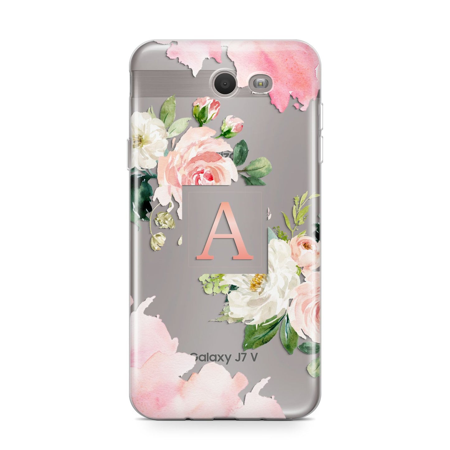Pink Monogram Floral Roses Personalised Samsung Galaxy J7 2017 Case