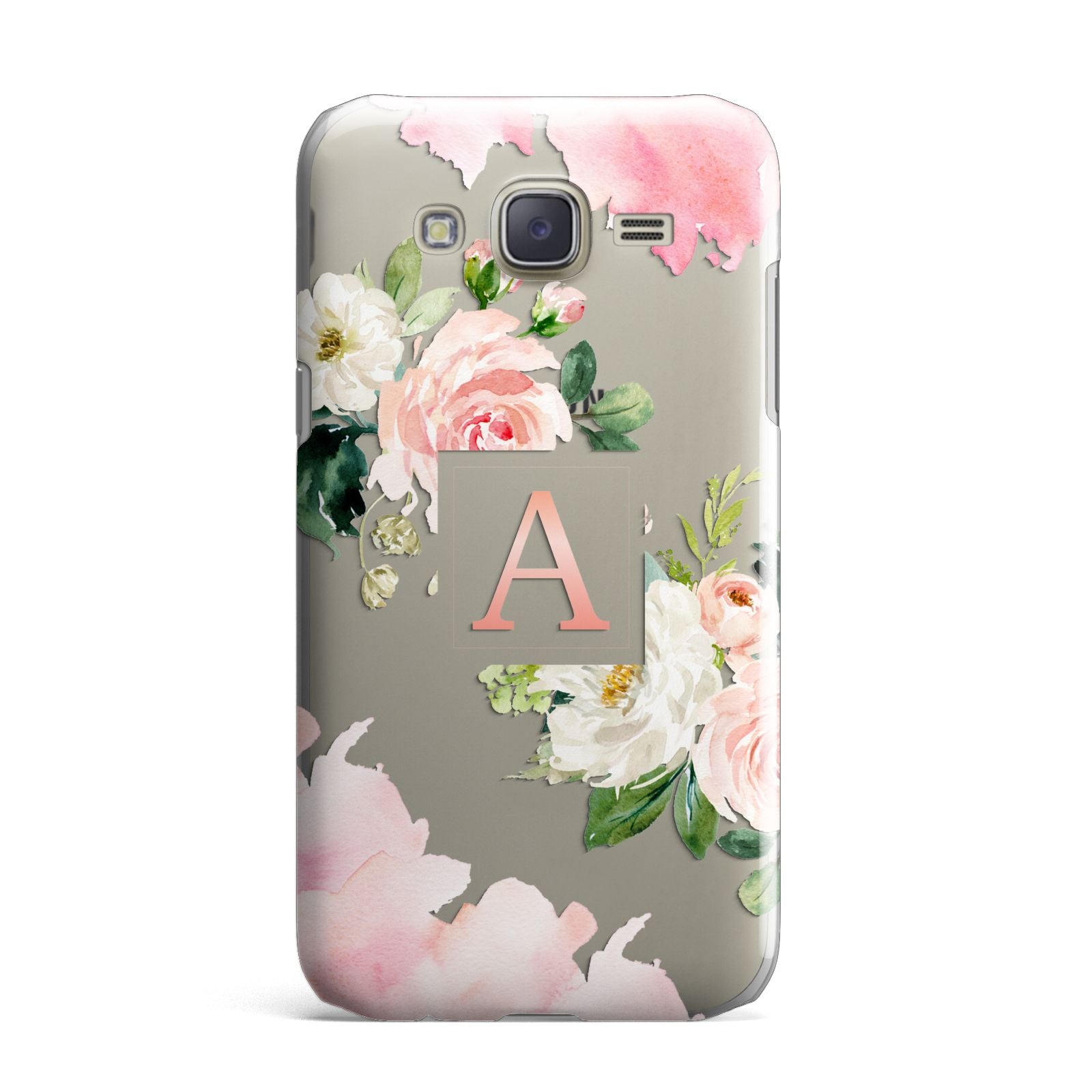 Pink Monogram Floral Roses Personalised Samsung Galaxy J7 Case
