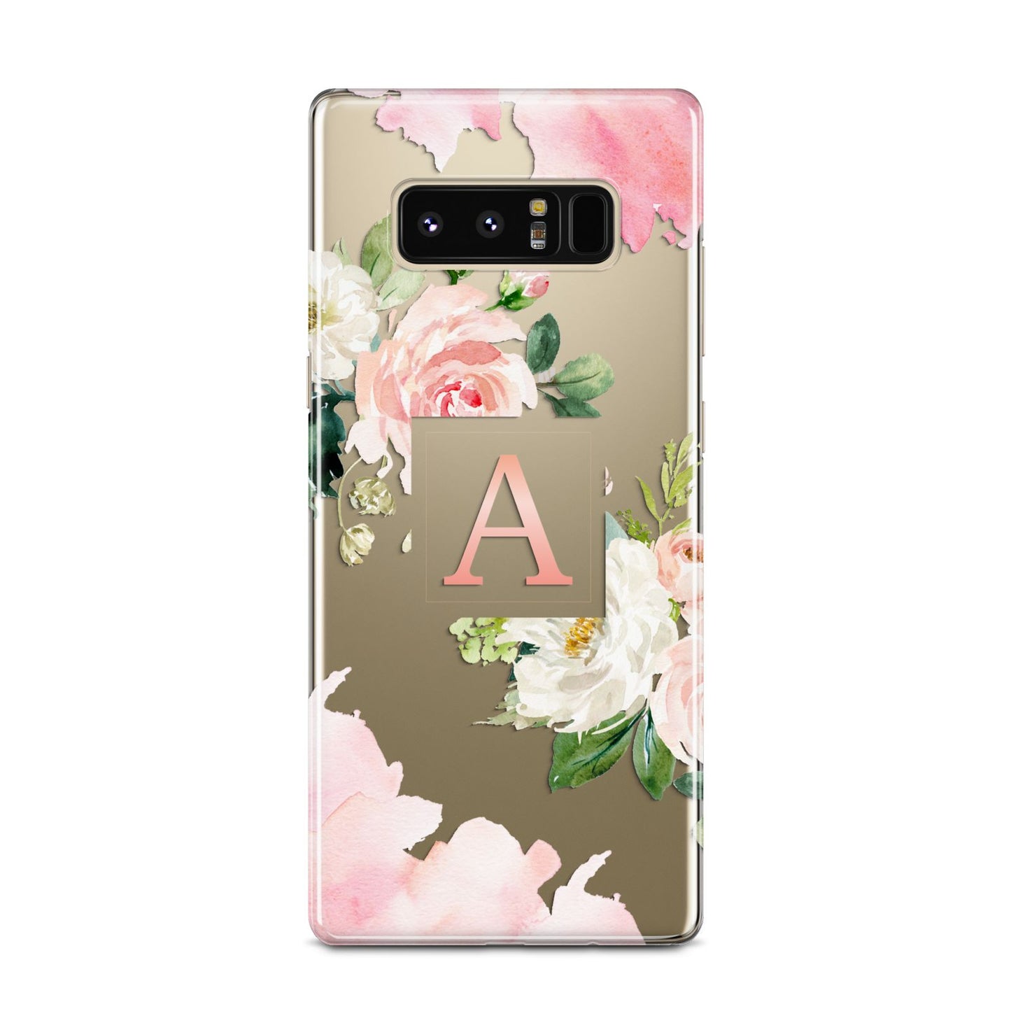 Pink Monogram Floral Roses Personalised Samsung Galaxy Note 8 Case