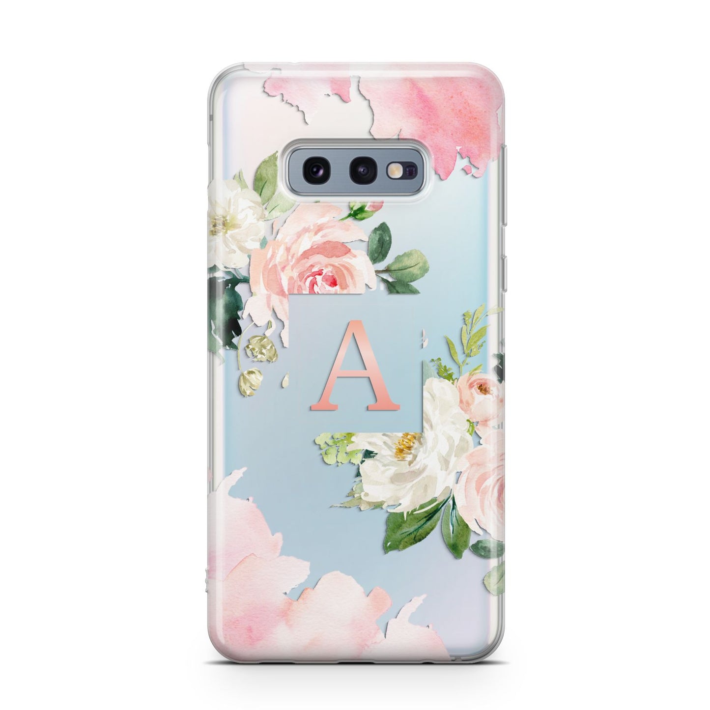 Pink Monogram Floral Roses Personalised Samsung Galaxy S10E Case