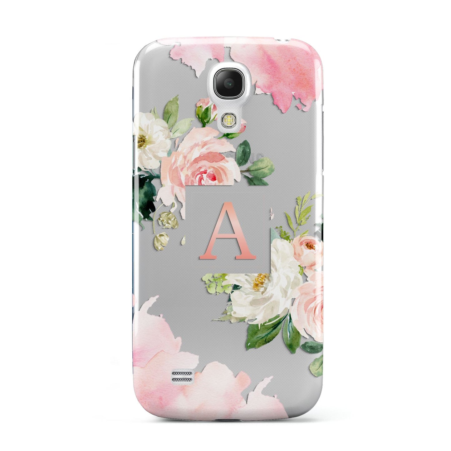 Pink Monogram Floral Roses Personalised Samsung Galaxy S4 Mini Case