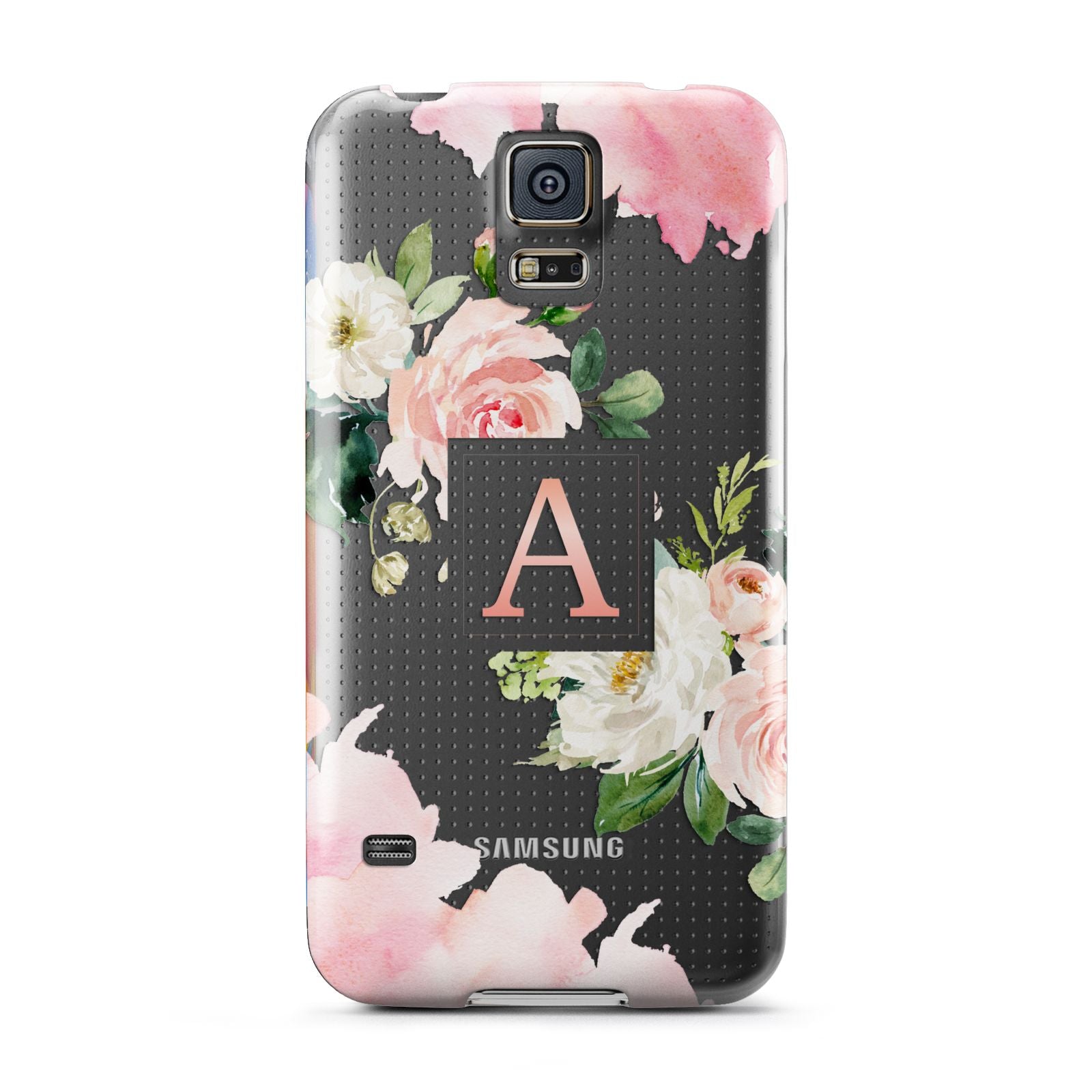 Pink Monogram Floral Roses Personalised Samsung Galaxy S5 Case
