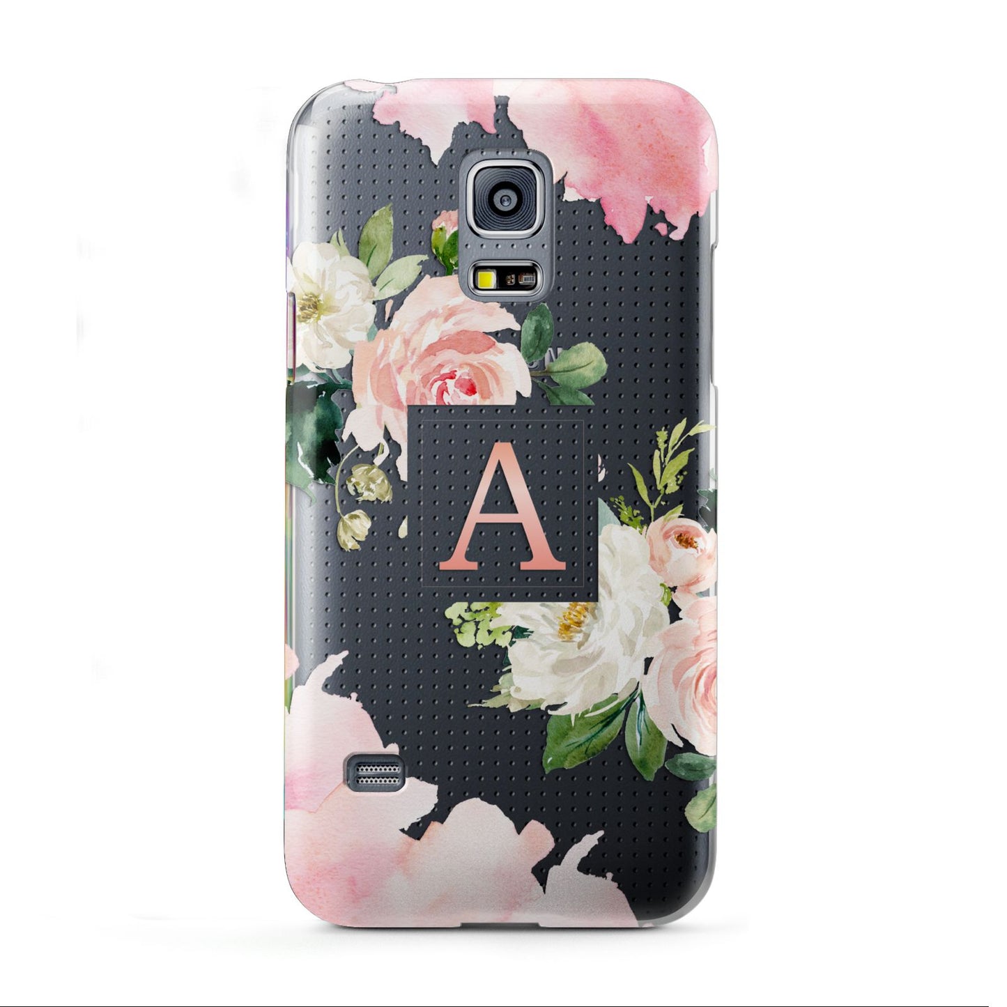 Pink Monogram Floral Roses Personalised Samsung Galaxy S5 Mini Case