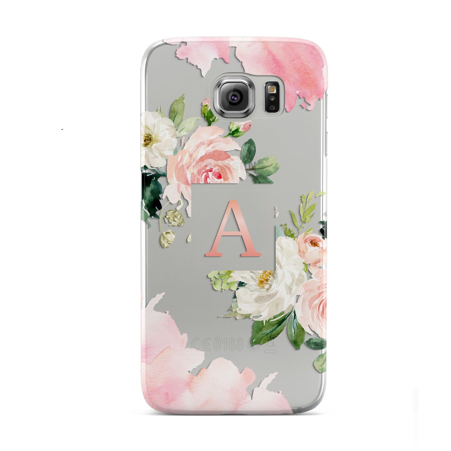 Pink Monogram Floral Roses Personalised Samsung Galaxy S6 Case
