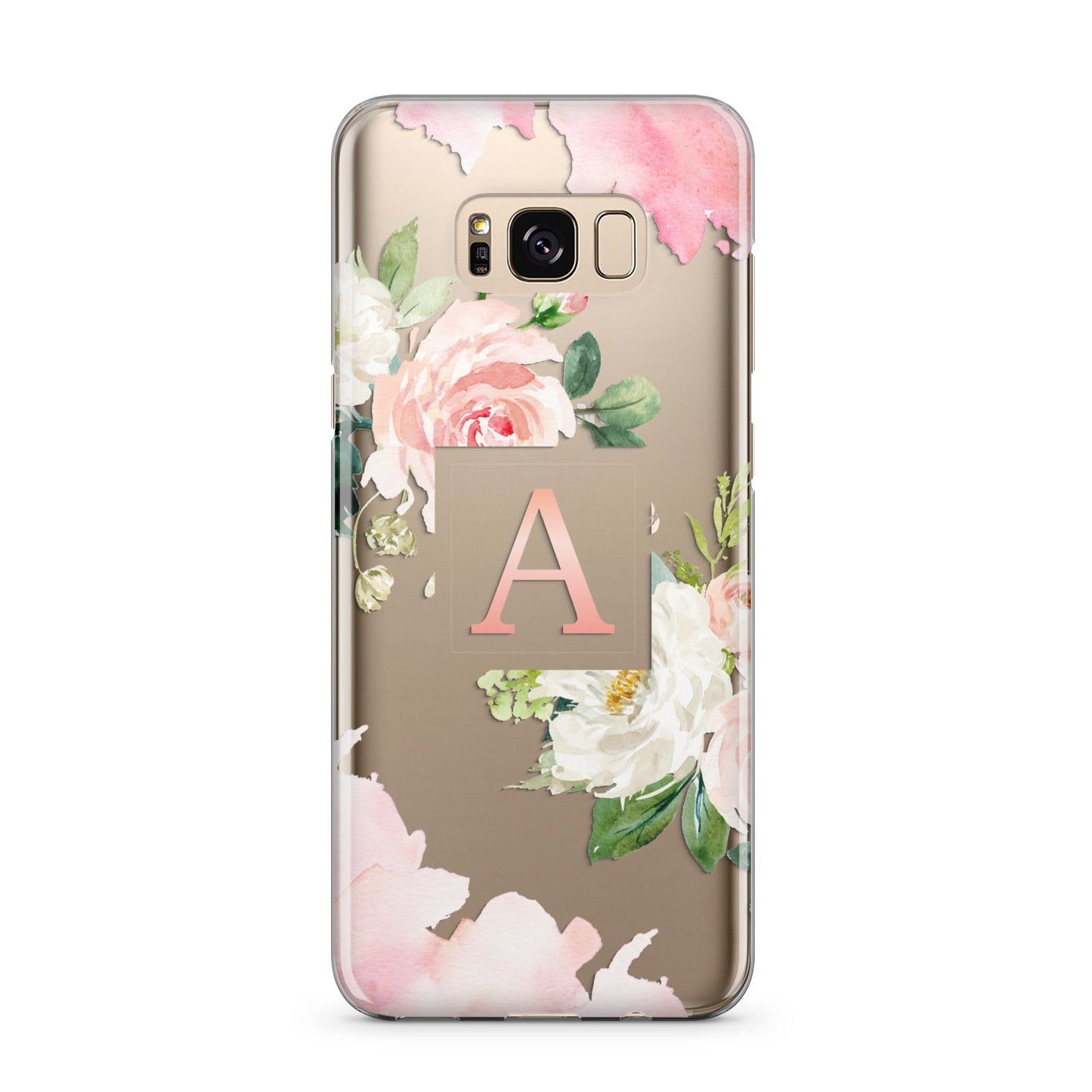 Pink Monogram Floral Roses Personalised Samsung Galaxy S8 Plus Case
