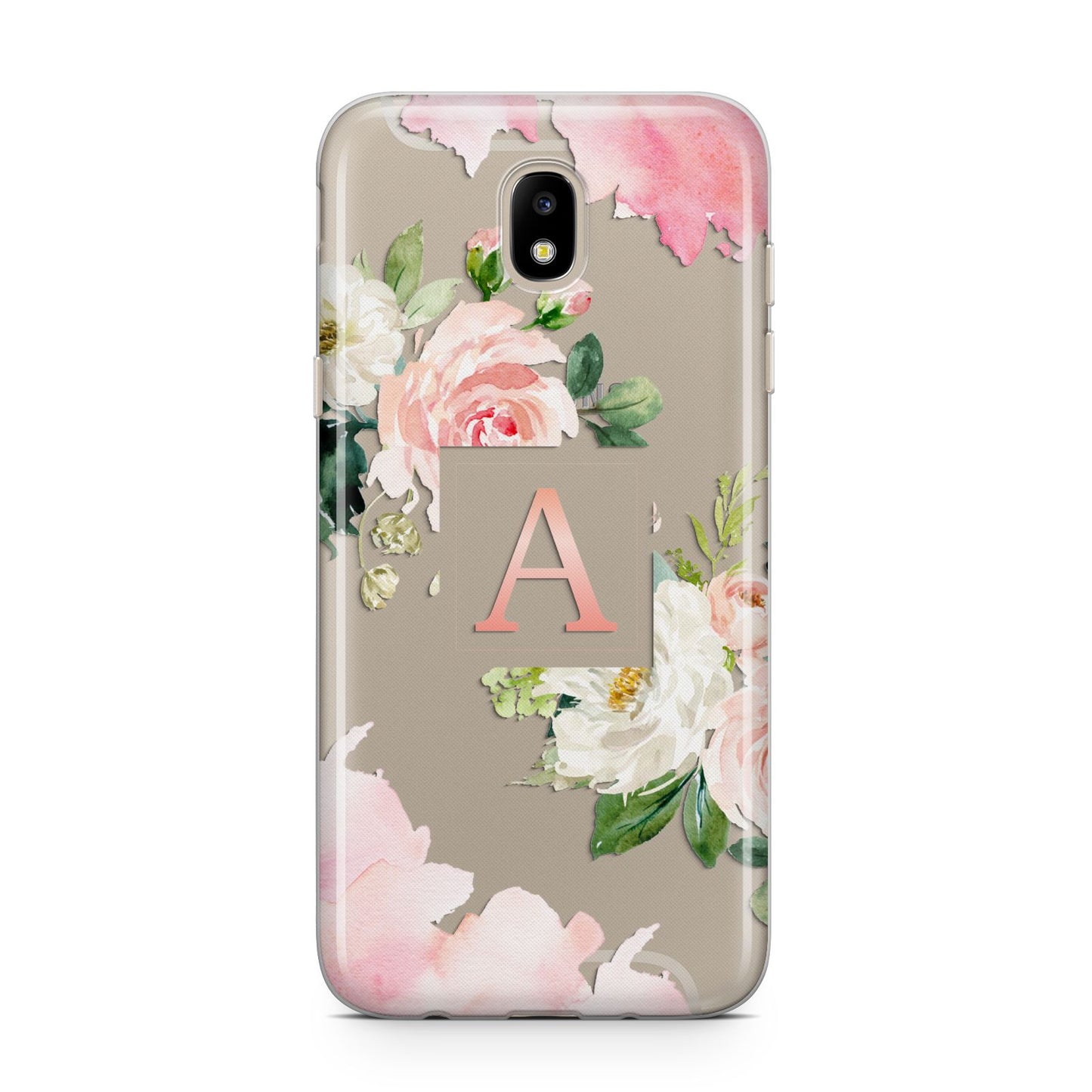 Pink Monogram Floral Roses Personalised Samsung J5 2017 Case