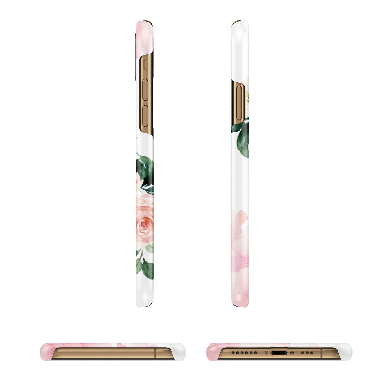 Pink Monogram Floral Roses Personalised iPhone 11 3D Snap Case Angle Images