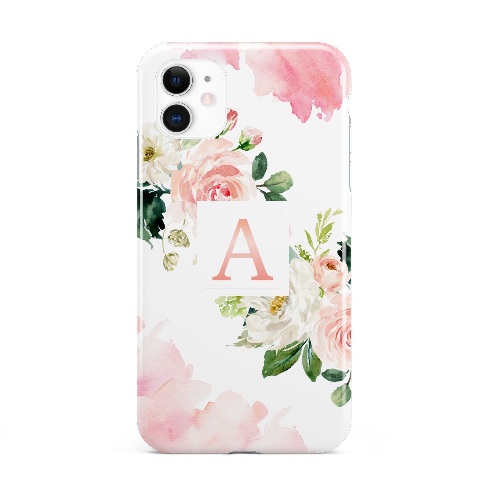 Pink Monogram Floral Roses Personalised iPhone 11 3D Tough Case