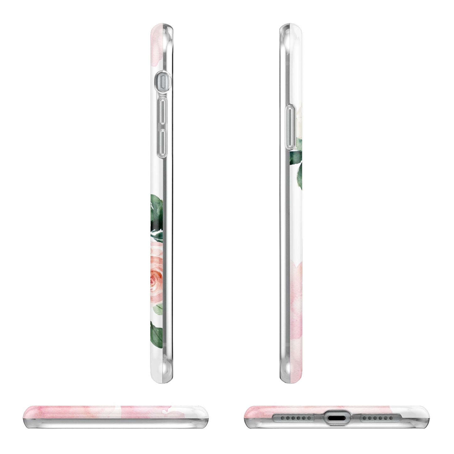 Pink Monogram Floral Roses Personalised iPhone 11 Pro 3D Tough Case Angle Images