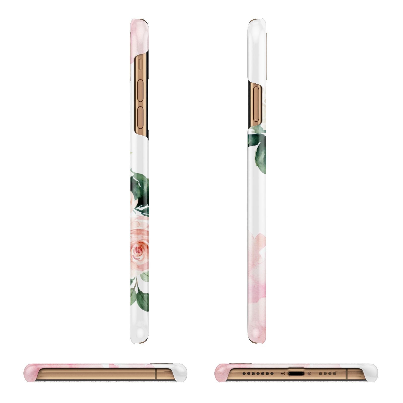 Pink Monogram Floral Roses Personalised iPhone 11 Pro Max 3D Snap Case Angle Images