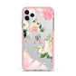 Pink Monogram Floral Roses Personalised iPhone 11 Pro Max Impact Pink Edge Case