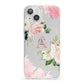 Pink Monogram Floral Roses Personalised iPhone 13 Clear Bumper Case