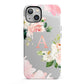 Pink Monogram Floral Roses Personalised iPhone 13 Full Wrap 3D Tough Case