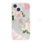 Pink Monogram Floral Roses Personalised iPhone 13 Mini Clear Bumper Case
