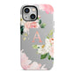 Pink Monogram Floral Roses Personalised iPhone 13 Mini Full Wrap 3D Tough Case
