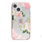 Pink Monogram Floral Roses Personalised iPhone 13 Mini TPU Impact Case with Pink Edges
