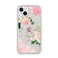 Pink Monogram Floral Roses Personalised iPhone 14 Plus Glitter Tough Case Starlight