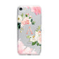 Pink Monogram Floral Roses Personalised iPhone 7 Bumper Case on Silver iPhone