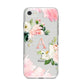 Pink Monogram Floral Roses Personalised iPhone 8 Bumper Case on Silver iPhone