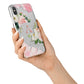 Pink Monogram Floral Roses Personalised iPhone X Bumper Case on Silver iPhone Alternative Image 2