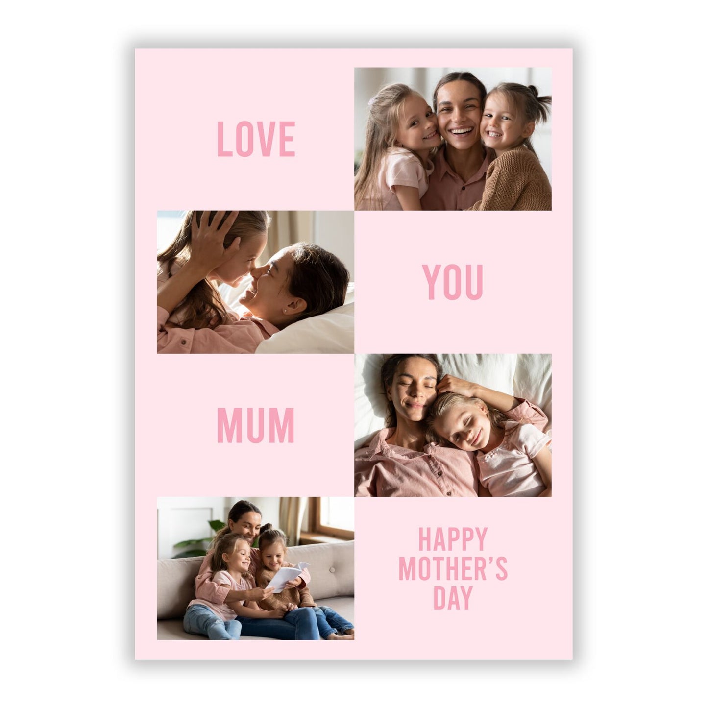 Pink Mothers Day Photo Collage A5 Flat Greetings Card