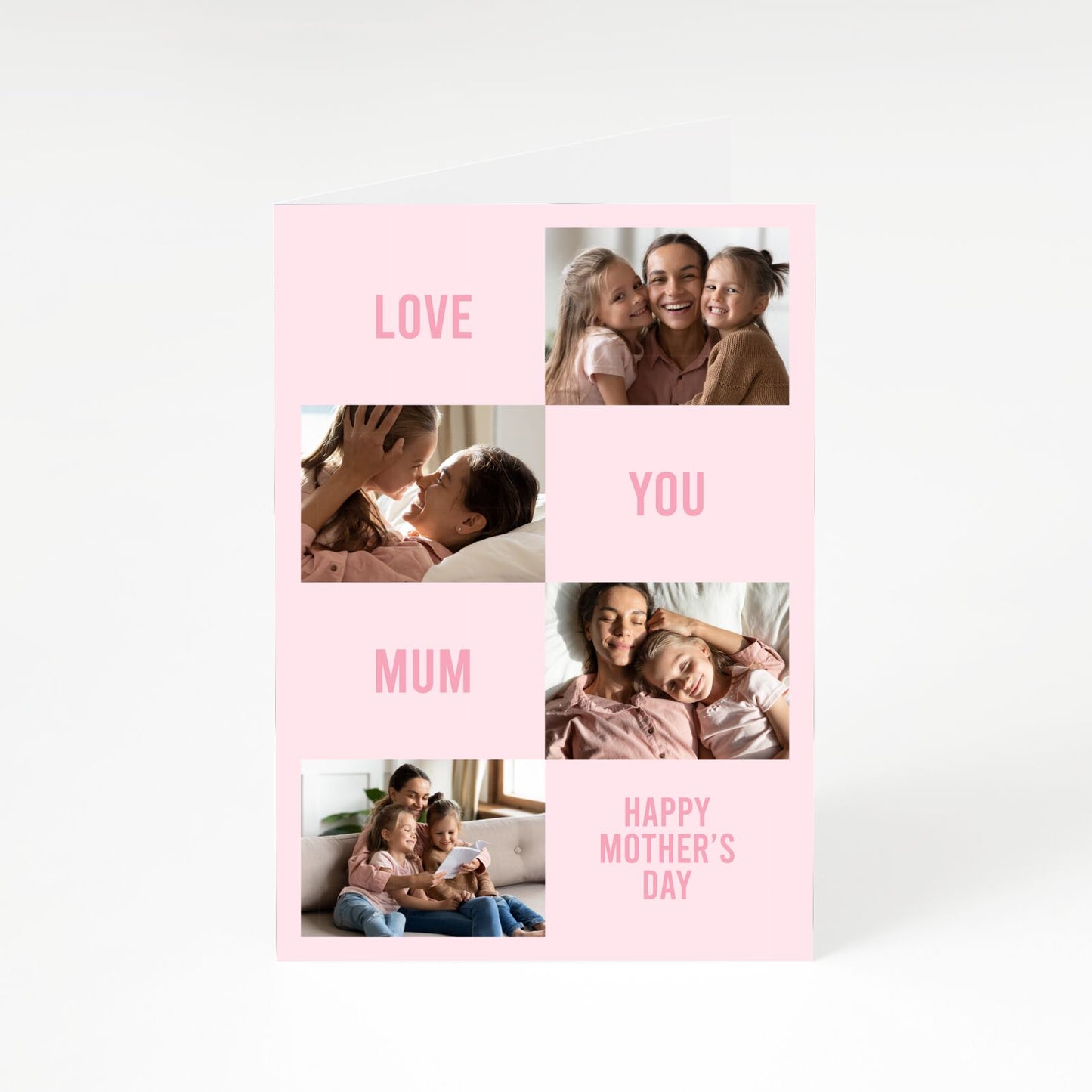 Pink Mothers Day Photo Collage A5 Greetings Card