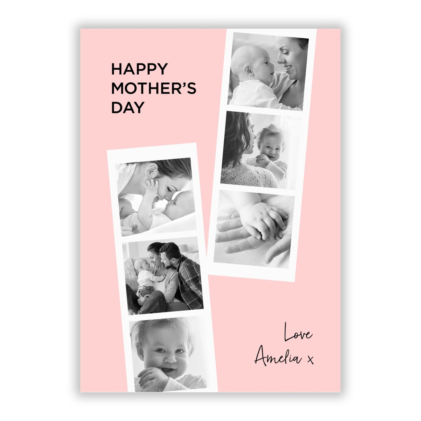 Pink Mothers Day Photo Strips A5 Flat Greetings Card