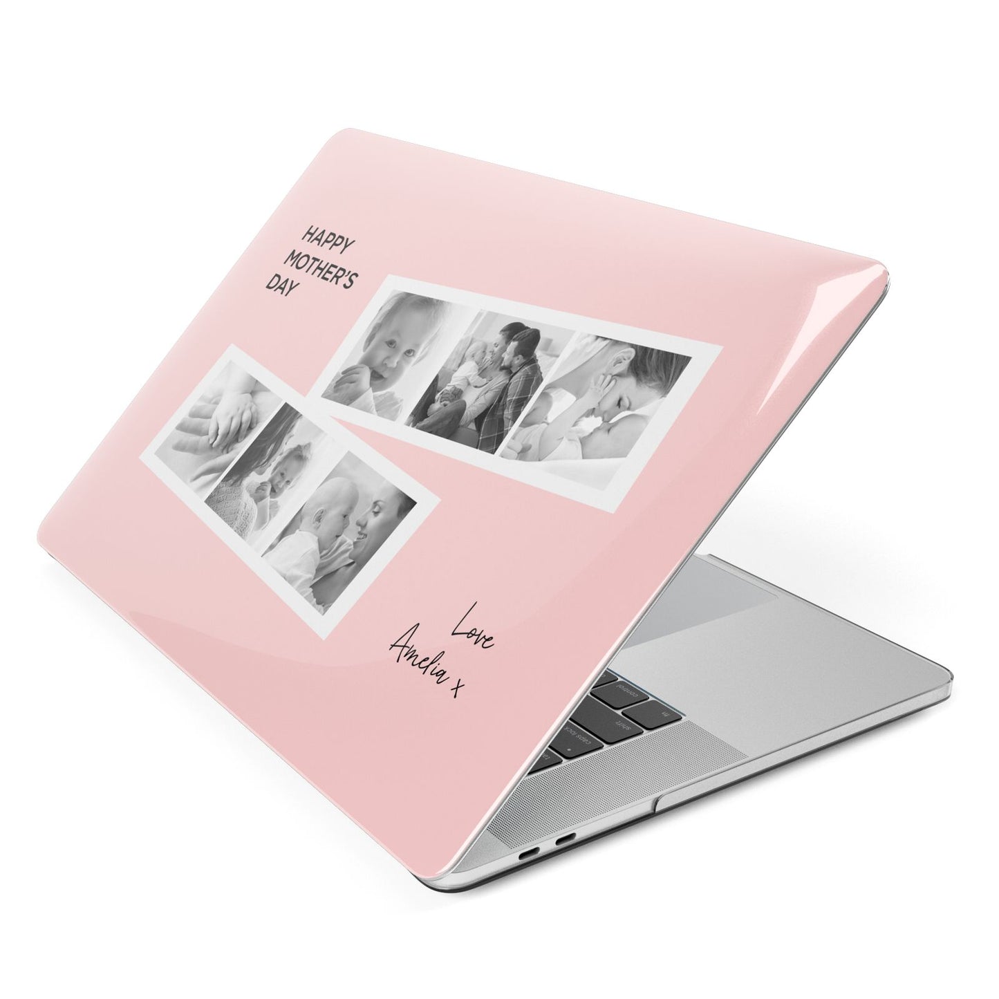 Pink Mothers Day Photo Strips Apple MacBook Case Side View