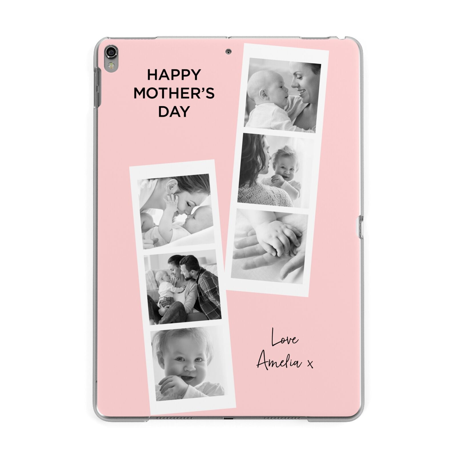 Pink Mothers Day Photo Strips Apple iPad Grey Case