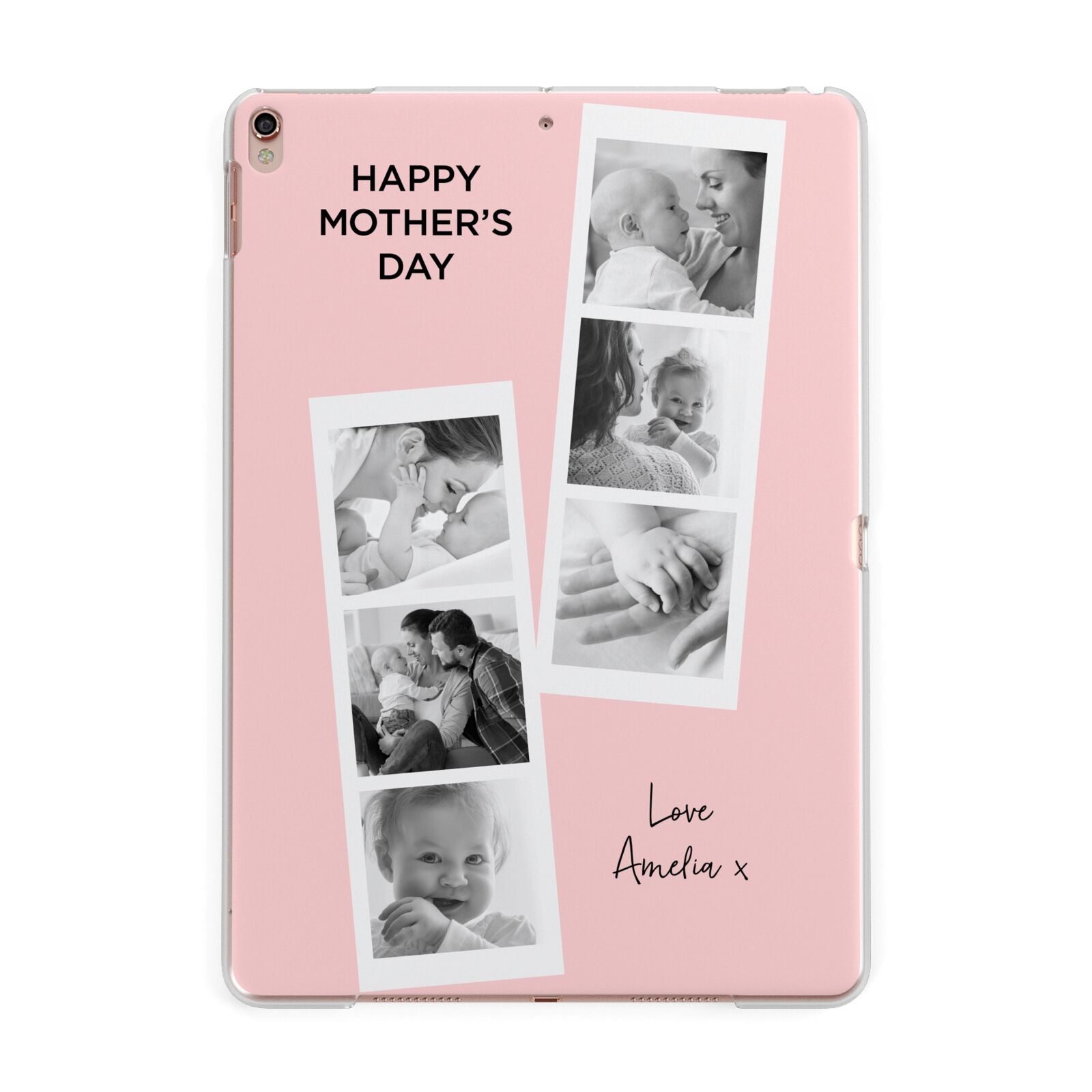 Pink Mothers Day Photo Strips Apple iPad Rose Gold Case