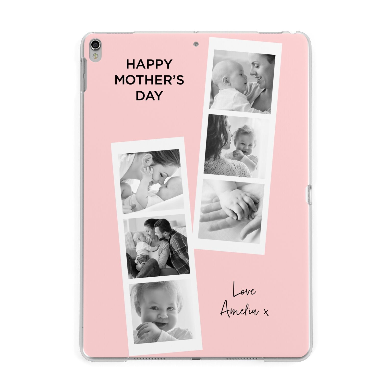 Pink Mothers Day Photo Strips Apple iPad Silver Case