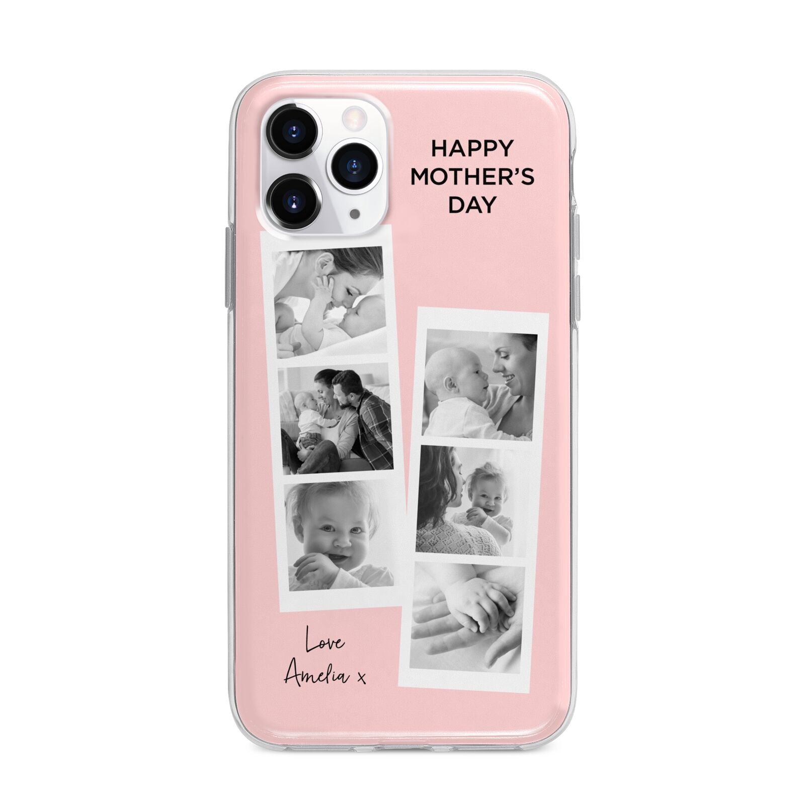 Pink Mothers Day Photo Strips Apple iPhone 11 Pro Max in Silver with Bumper Case
